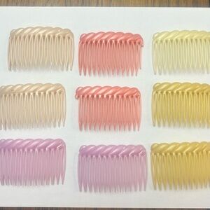 Vtg Side Combs Hair Accessories Lot Of 9 Hong Kong Sets Pastels Spring Colorful
